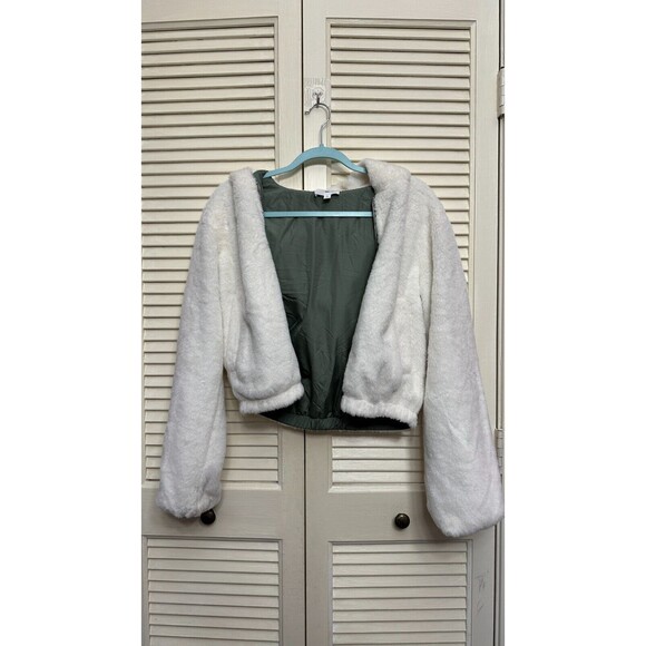 BP. Reversible Faux Fur Jacket in Green Dune SIZE S - Picture 6 of 7